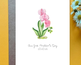 First Mother's Day Card Floral 1st Mother's Day Gift Custom Mom's 1st Mother's Day Orchid Card