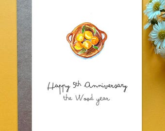 5th Wedding Anniversary Card Wood Year Anniversary Gift Husband 5th anniversary Traditional Gift Wooden Fruit Bowl