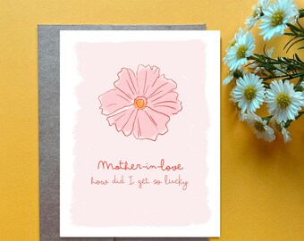 Mother-in-Law Mother's Day Gift, Mother-In-Love Card floral line art