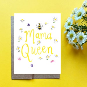 Carte maman reine, carte maman reine des abeilles, carte drôle de fête des mères, carte de fête des mères avec la reine des abeilles, carte abeille pour maman, carte nouvelle maman