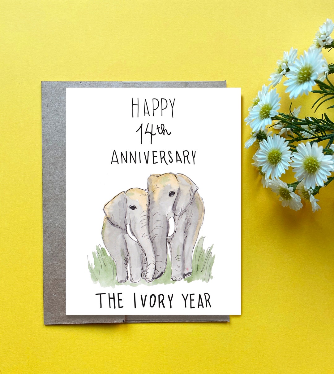 14th Wedding Anniversary Card, Ivory Year Anniversary Gift, Husband 14th Anniversary, 14 Years