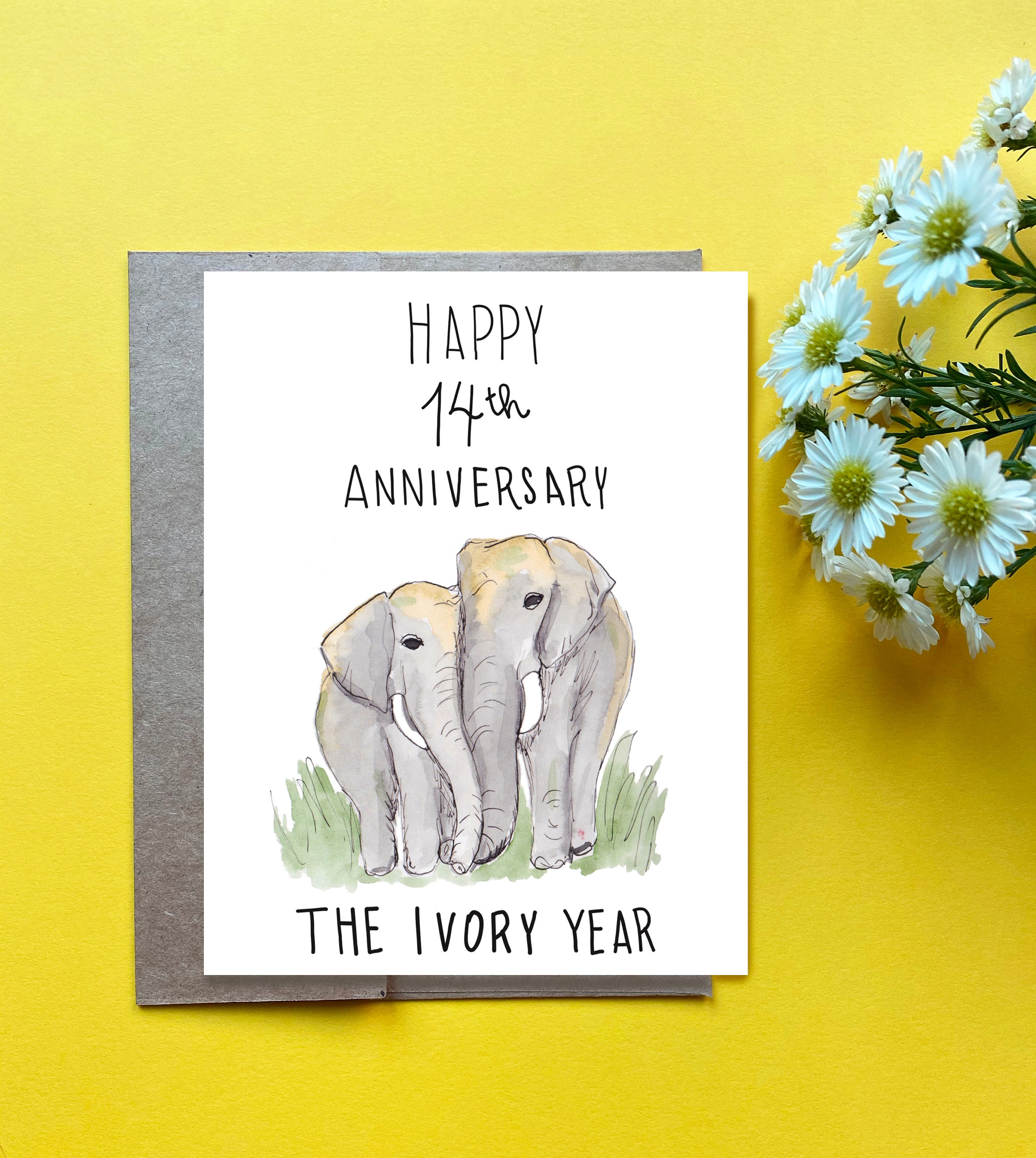 14th Wedding Anniversary Card Ivory Year Anniversary Gift