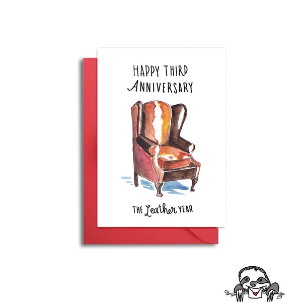 Third Wedding Anniversary Card, Three Years Anniversary, Leather Anniversary, Anniversary Card for Husband, 3rd Anniversary, 3 Years Married