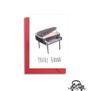 Cartão You're Grand, Cartão Piano, Cartão You're Grand Piano, Cartão Music Themed Valentine, Cartão Valentine for Him, Cartão Valentine Coworker, Cartão Galentine