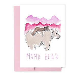 Cartão de mãe e mãe ursa, cartão de dia das mães, ursa e bebê ursinho, cartão para mãe, cartão de aniversário para mãe, dia das mães e mãe