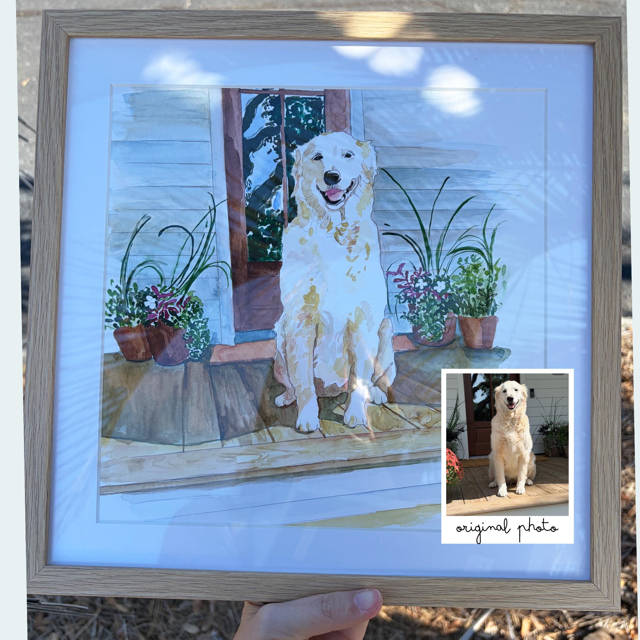 Custom Pet Portrait Watercolor Pet Memorial Painting Dog Mom Gift ...