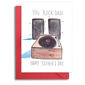 Vatertags Karte, You Rock Dad, Plattenspieler Vatertags Karte, Coole Dad Karte, Hippy Dad, Old School Vatertags Karte, Karte für Dad