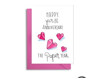 First Wedding Anniversary Husband, Paper Anniversary, 1st Anniversary Paper Hearts, 1st Anniversary Card, One Year Married, Origami Heart