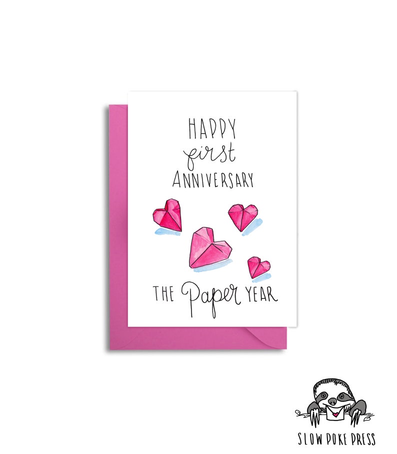 First Wedding Anniversary Husband Paper Anniversary One Year Married 1st Anniversary Paper Hearts 1st Anniversary Card Origami Heart