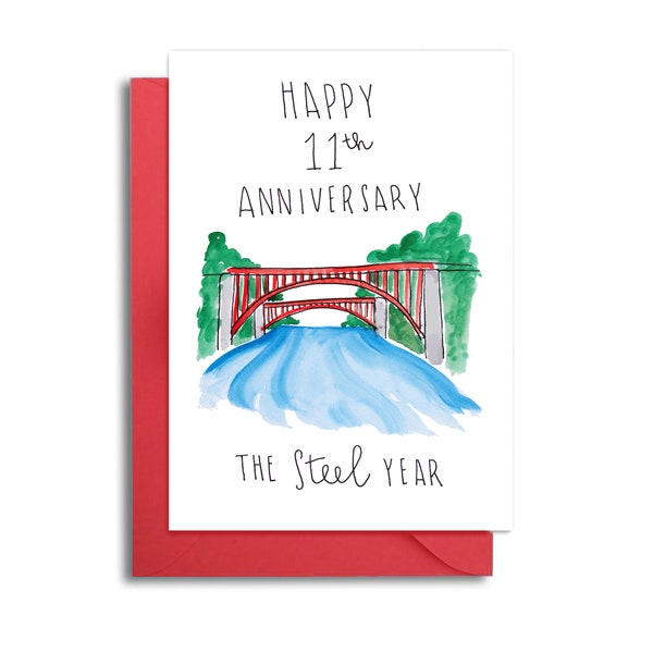 11th Wedding Anniversary Card, Steel Themed Anniversary Card for Husband, 11th Anniversary Steel Themed Card, 11th Anniversary Card for Him