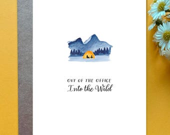 Travel Theme Retirement Card Out of Office Onto the Road Retirement Card for Him Adventure Theme Retirement Gift for Her Camping Retirement