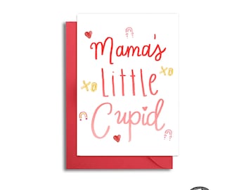 Mama's Little Cupid, 1st Valentine's Day Card, Baby's First Valentine's, Valentine for Kids, Baby Milestone, Valentine for Mom from Baby