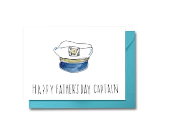 Happy Birthday Captain, Happy Father's Day Captain, Captain Birthday Card, Boat Captain Card, Captain Hat Father's Day, Boyfriend Card
