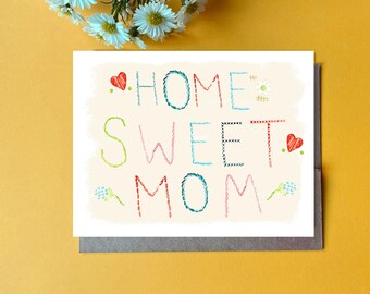 First Mother's Day Card, Mother's Day Gift for Grandma, Embroidery Gift Home Sweet Mom
