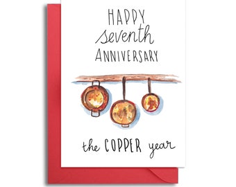 7th Wedding Anniversary Card Copper Theme Anniversary Traditional Gift Anniversary Card for Husband Copper Gift Idea