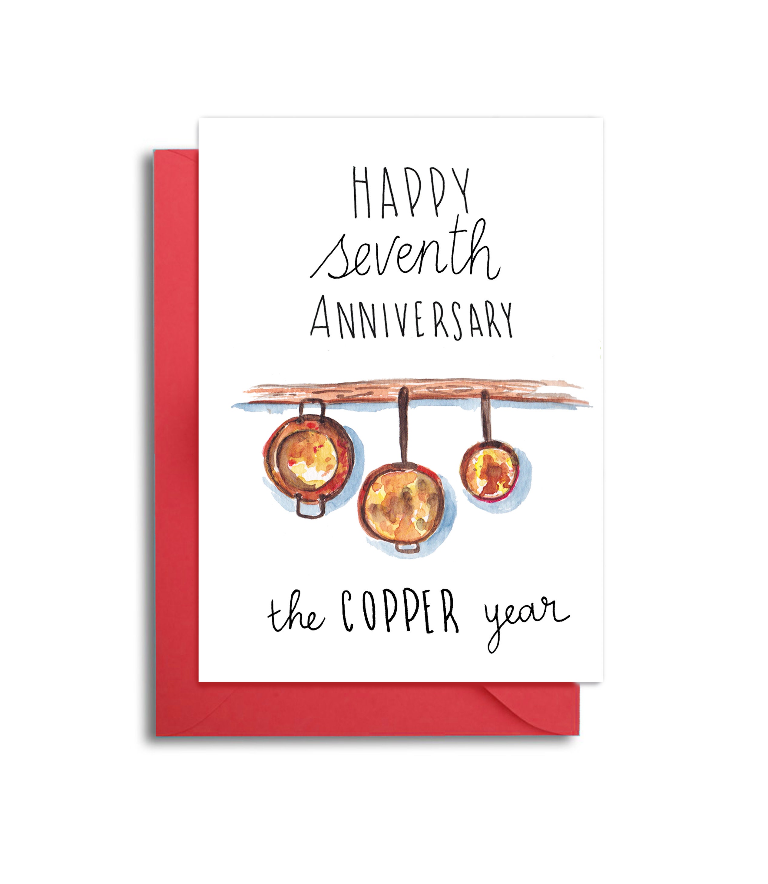 7th Wedding Anniversary Card Copper Theme Anniversary 7 Year