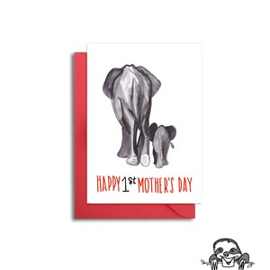 Cartão de elefante para mãe e bebê, primeiro cartão de dia das mães, cartão de dia das mães com elefantes, cartão de elefante para mãe, primeiro cartão de dia das mães