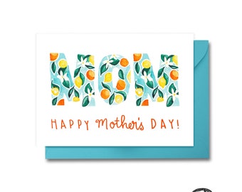 Mother's Day Card, Citrus Print, Mom Happy Mother's Day, Sweet Mother's Day Card, 1st Mother's Day, Card for Mother in Law, Mothers Day Gift