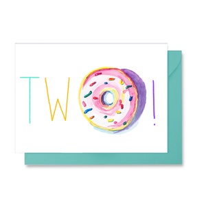 Donut 2.Geburtstagskarte, TWO Donut Karte, Babys 2.Geburtstag, rosa Streusel Donut, Donut Motto Geburtstag, Enkelin Geburtstag