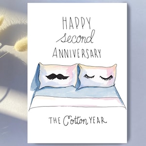 Second Wedding Anniversary Card Cotton Year Anniversary 2nd Wedding Anniversary Cotton Gift 2nd Wedding Anniversary Card For Wife