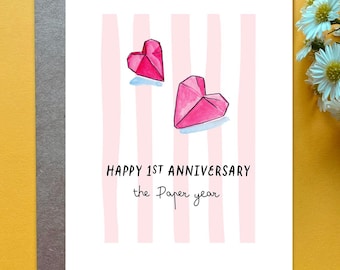 1st Wedding Anniversary Card Paper Traditional Anniversary Gift Husband First anniversary Paper Gift Idea 1st Anniversary Paper Hearts