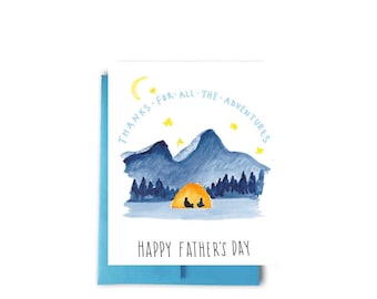 Father's Day Camping Card, Let's Go Camping, Thanks for all the Adventures, Family Vacation, Father's Day Gift, Outdoorsy Father's Day Card