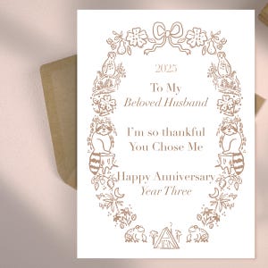 Third Wedding Anniversary Card Card For Wife Gift Idea 3rd Anniversary Card for Him Year Three Anniversary Husband Gift Idea