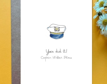 Custom Captain's License Card USCG Graduation Card Personalizable Captain's Hat Gift Commercial Boat Captain Graduation