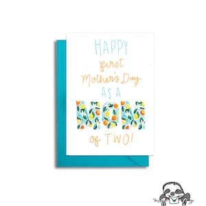 1e Moederdag als moeder van twee, Moederdagkaart, Moederdag met twee kinderen, Moeder van 2 Moederdagkaart, Nieuwe baby's 1e Moederdag