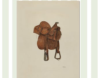 Vintage Saddle Art Print Antique Cowboy Print Boy Nursery Vintage Cowboy Theme Boys Room Wall Decor