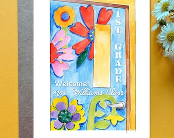 Teacher Card 1st Day of School Teachers Last School Year Gift Last First Day Card Teacher Classroom Door Custom Teacher Retirement Card