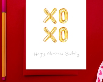 Valentine Birthday Card for Mom XO Valentine Card Happy Birthday Valentine