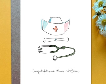 Custom Nursing School Graduation Card Nurse Hat Graduation Nurse Pinning Ceremony Card Registered Nurse Personalized Gift Stethoscope