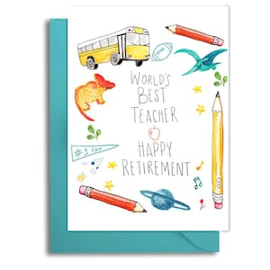 Carte du meilleur professeur du monde, Merci professeur, appréciation de l'enseignant, cadeau de retraite d'un enseignant, carte pour le dernier jour d'école, cadeau de retraite