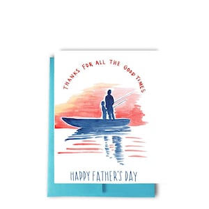 Biglietto di auguri per la festa del papà dedicato alla pesca, Grazie per tutti i bei momenti papà, Festa del papà, Biglietto di auguri per la pesca, Padre e figlio, Padre e figlia, Biglietto per papà