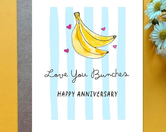 Funny Wedding Anniversary Card Banana Themed Anniversary Gift for Husband Bananas For You Anniversary Card Love You Bunches
