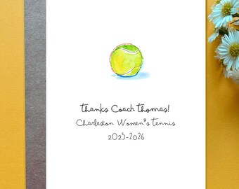 Thank You Card for Coach Tennis Gift Tennis Thank You Card Customizable Gift for Tennis Team Parents