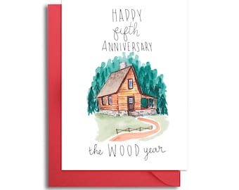 5th Wedding Anniversary Card, Wood Themed Anniversary Gift, 5th Anniversary Card for Husband, Wooden Anniversary Gift, Fifth Anniversary