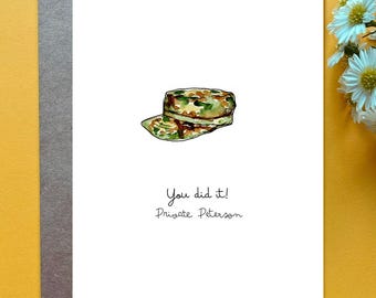 Custom Army Bootcamp Graduation Card Military Boot Camp Card Basic Training Grad Personalized BTC Graduation Gift Camo Patrol Cap