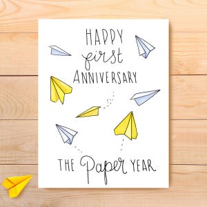 Erste Hochzeitsjubiläum Karte Jahrestag 1. Hochzeitstag Papierflieger 1. Jahrestag Mann Karte Papier Geschenkidee