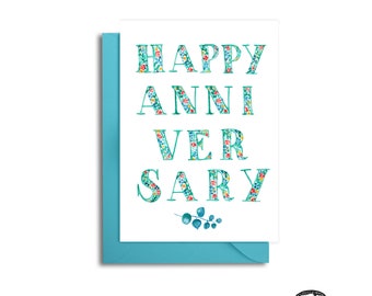 Anniversary Card, Wedding Anniversary Card, Floral Anniversary, 4th Wedding Anniversary, Anniversary Card for Husband, Anniversary Gift