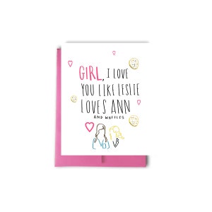 Leslie Knope Galentines Card, Best Friend Valentine, Leslie Knope et Ann Perkins Card, Meilleur ami Anniversaire, Carte d’amour, Parcs et Carte Rec