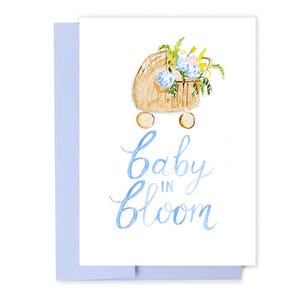 Baby in Bloom Watercolor, Baby Girl Card, Baby Boy Card, Pram with Flowers, It's a Girl Card, It's a Boy Card, Floral Baby Shower Card