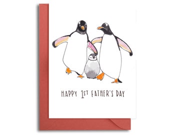 First Father's Day Card, Father's Day from Baby, 1st Father's Day Card, 1st Father's Day from Wife, Funny Father's Day, Penguin Father's Day