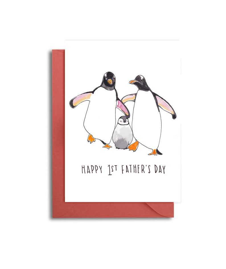 First Father's Day Card, Father's Day from Baby, 1st Father's Day Card, 1st Father's Day from Wife, Funny Father's Day, Penguin Father's Day image 1