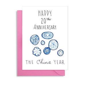 Carte 20e anniversaire de mariage, Anniversaire sur le thème de la Chine, 20 ans d'anniversaire, Carte d'anniversaire pour femme, Carte 20e anniversaire de la Chine
