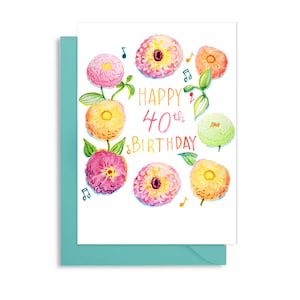 40th Birthday Card for Her 40th Birthday for Wife Best friend&#39;s 40th Birthday Coworker Gift Idea Gardener Birthday Gift Milestone Card