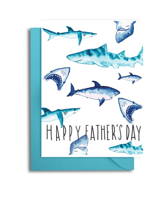 Daddy Shark Father's Day Card Shark Themed Father's | Etsy