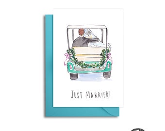 Wedding Getaway Golf Cart, Just Married Card, Funny Wedding Card, Getaway Car, Funny Wedding Gift, Wedding Golf Cart, Funny Card for Wedding