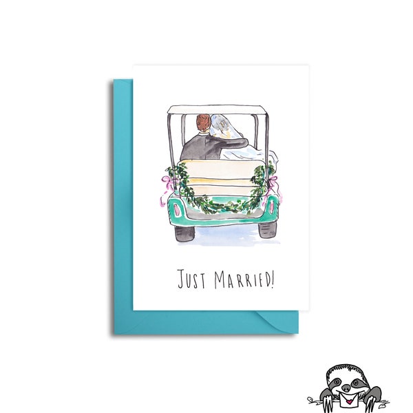 Wedding Getaway Golf Cart, Just Married Card, Funny Wedding Card, Getaway Car, Funny Wedding Gift, Wedding Golf Cart, Funny Card for Wedding